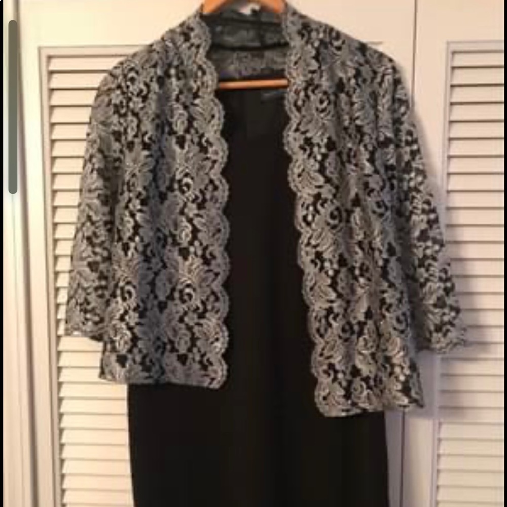 Black Mid-length Dress w/ Silver Sparkly Cover Up